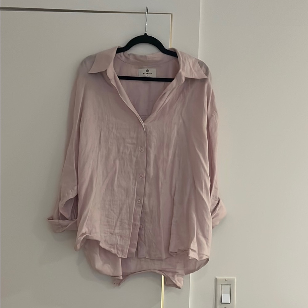 Aritzia Pink Babaton Oversized Button Down Shirt